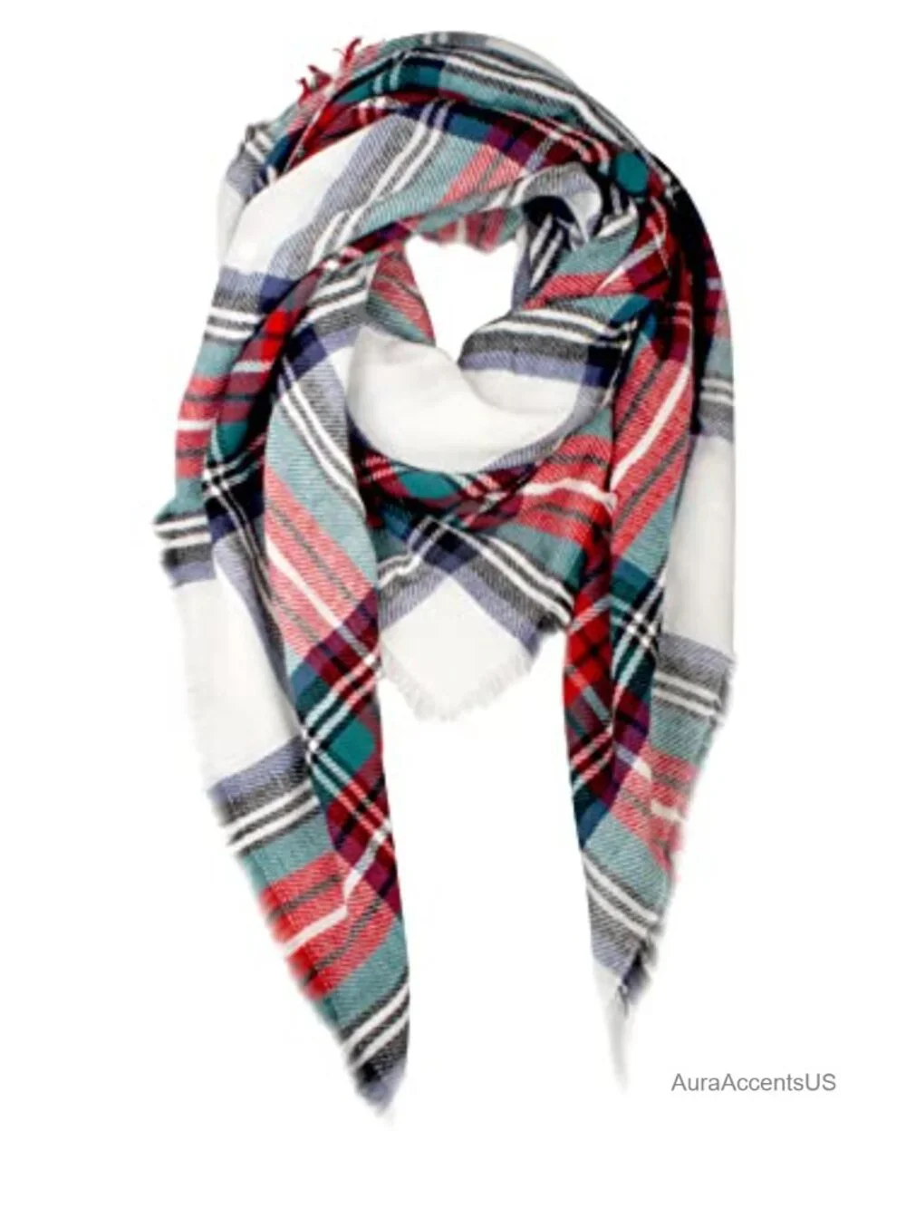 Plaid Triangle Scarf Women Cashmere-like Acrylic Shawl Wrap Winter